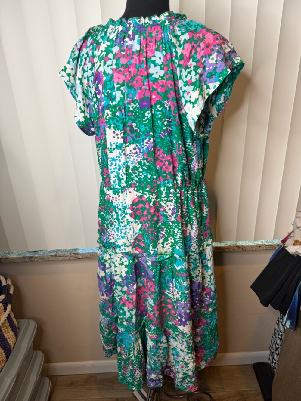 Rails Womens Juni Midi Dress Gardenia Multi Color Tiered Midi Dress Size Large - Picture 5 of 8